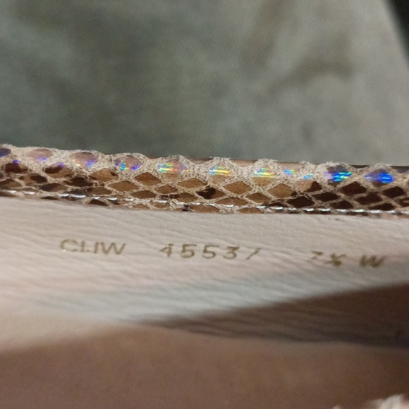 Stuart Weitzman python print 7.5 holographic overlay tan & brown flats - Picture 16 of 17